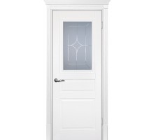 Дверь Текона Smalta-01 ДО  Ral3 Белый ст.матовое с гравировкой Л
