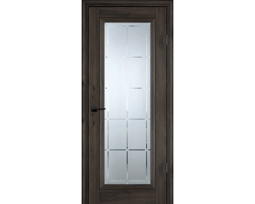 Дверь Profilo Porte PSC-35 Classic nanotex дуб темный ДО стекло сатинат худ.гравировка