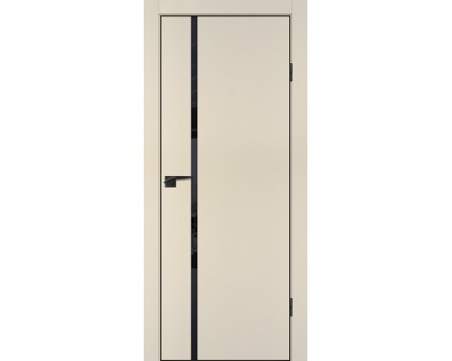 Дверь Profilo Porte P-22 NEW PET бежевый матовый стекло черный лакобельABS черная кромка с 4-х ст.