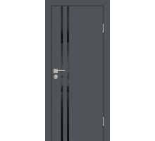Дверь Profilo Porte P-11 NEW PET графит матовый  стекло черный лакобель