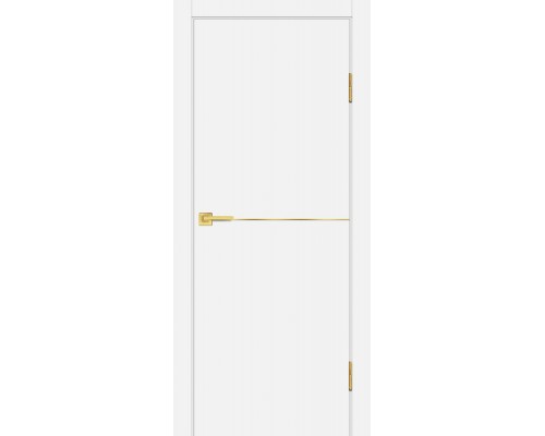 Дверь Profilo Porte P-19 NEW PET белый матовый золотой молдинг врезка под замок и ручку
