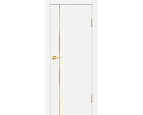 Дверь Profilo Porte P-20 NEW PET белый матовый золотой молдинг Дверь Profilo Porte P-20 NEW PET белый матовый золотой молдинг