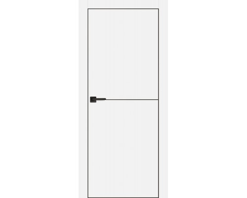 Дверь Profilo Porte PX-19 PET белый матовый черный молдинг врезка под петли AGB и замок черная кр. с 4-х ст.