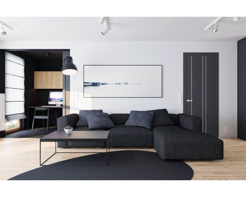Дверь Belwooddoors Межкомнатная дверь Флекс 1 Молдинг Хром глухая Эмаль графит Дверь Belwooddoors Межкомнатная дверь Флекс 1 Молдинг Хром глухая Эмаль графит