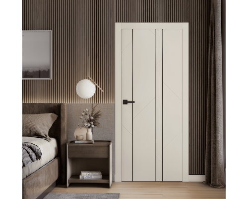 Дверь Belwooddoors Межкомнатная дверь Флекс 1 Молдинг Чёрный глухая Эмаль светло-серый