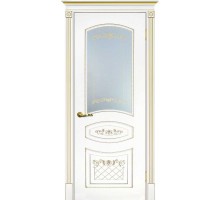 Дверь Эмаль Текона Смальта 05 со стеклом Белый ral 9003 патина золото