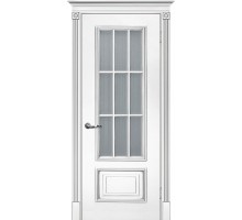 Дверь Эмаль Текона Смальта 08 со стеклом Белый ral 9003 патина серебро