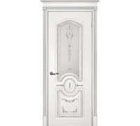 Дверь Эмаль Текона Смальта 11 со стеклом Белый ral 9003 патина серебро