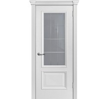 Дверь Эмаль Текона Смальта-Шарм 02 со стеклом Молочный ral 9010