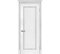 Дверь Мариам Флоренция-1 глухое белый, патина серебро