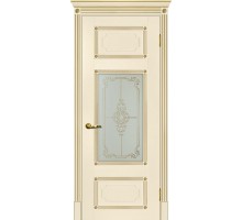 Дверь Мариам Флоренция-3 со стеклом магнолия, патина золото