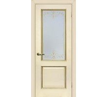 Дверь Мариам Мурано-1 со стеклом магнолия, патина золото