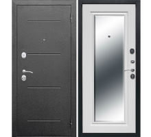 Входная дверь Феррони 7,5 см Гарда Серебро Зеркало фацет Белый ясень