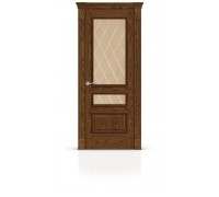 СитиДорс межкомнатная дверь модель Бристоль-2 цвет Дуб морёный стекло бронза гравировка ромб
