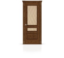 СитиДорс межкомнатная дверь модель Бристоль-2 цвет Дуб морёный стекло бронза гравировка ромб