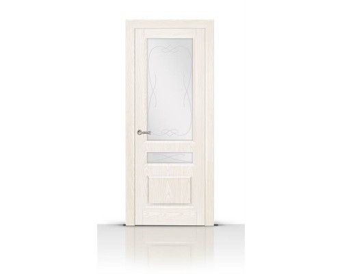 СитиДорс межкомнатная дверь модель Малахит-2 цвет Ясень белый стекло