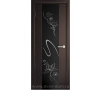 Юкка Межкомнатная дверь Стиль 1.1 стекло черное с рисунком