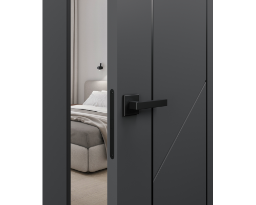 Дверь Belwooddoors Межкомнатная дверь Флекс 1 Молдинг Чёрный глухая Эмаль светло-серый