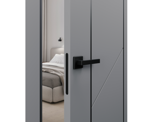 Дверь Belwooddoors Межкомнатная дверь Флекс 1 Молдинг Чёрный глухая Эмаль светло-серый