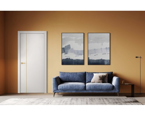 Дверь Belwooddoors Межкомнатная дверь Avesta 1V Молдинг Золото глухая Эмаль светло-серый Дверь Belwooddoors Межкомнатная дверь Avesta 1V Молдинг Золото глухая Эмаль светло-серый