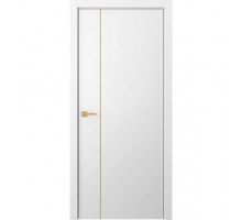 Дверь Belwooddoors Межкомнатная дверь Avesta 1V Молдинг Золото глухая Эмаль белый