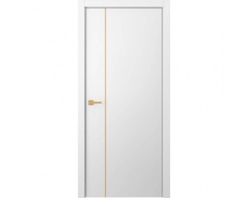 Дверь Belwooddoors Межкомнатная дверь Avesta 1V Молдинг Золото глухая Эмаль белый