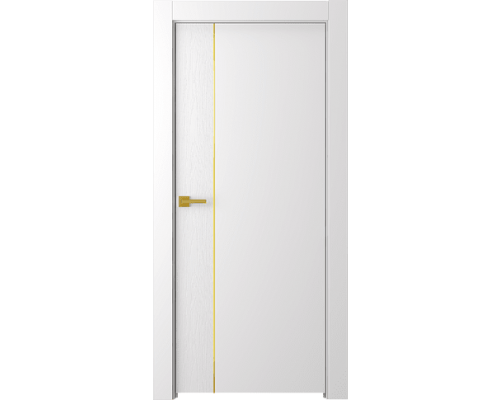 Дверь Belwooddoors Межкомнатная дверь Вега 1 Молдинг Золото глухая Эмаль белый