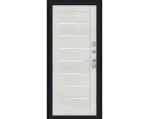 Дверь входная Bravo R Техно/BChrome Букле черное/Bianco Melinga