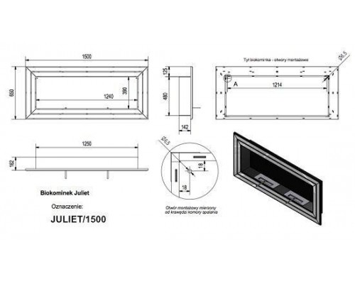 Биокамин Kratki JULIET/1500 TUV (1500x650)