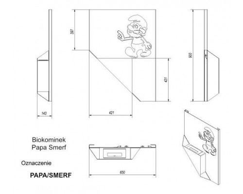 Настенный биокамин Kratki PAPA SMERF