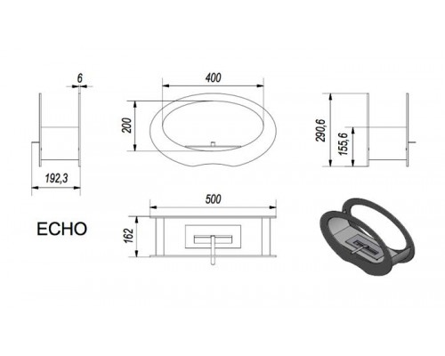 Настольный биокамин Kratki ECHO, TUV