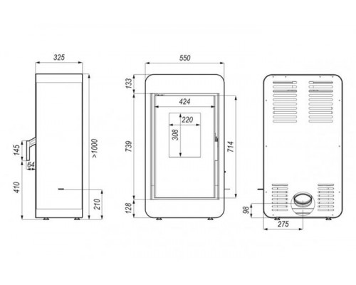 Печь DEFRO HOME PICO, 6,6 кВт, черная сталь
