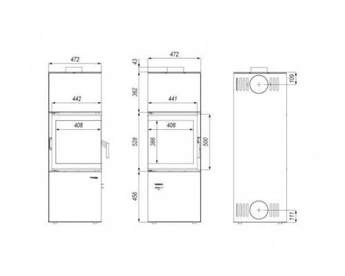 Печь DEFRO HOME QUADROOM, 9,6 кВт, белая сталь