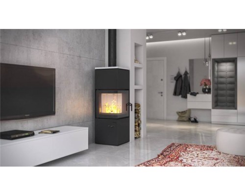 Печь DEFRO HOME QUADROOM, 9,6 кВт, белая сталь