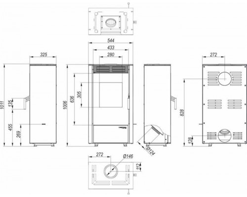 Печь DEFRO HOME VIVA 6кВт, черная сталь