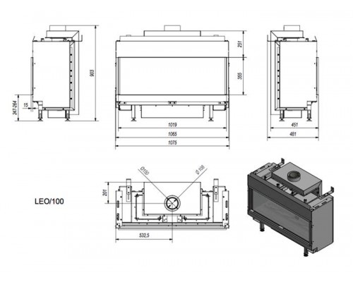 Топка газовая Kratki PRO LEO/100/G20 (магистральный газ)