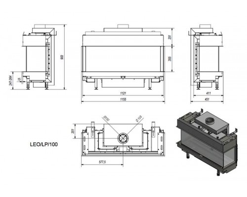 Топка газовая Kratki PRO LEO/LP/100/G20 (магистральный газ)