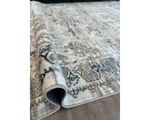 Ковер турецкий с ворсом 1-7мм. D008A_CREAMSHIRINK-BLUEFDY