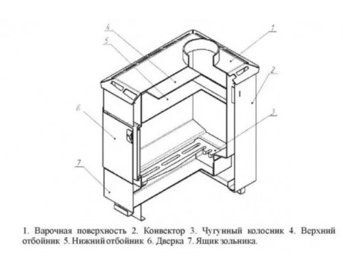Печь Термофор Варна 100 Ч (с конфоркой) диаметр дымохода: 115 мм