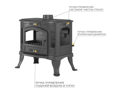 Печь-камин Везувий KZ-14PS Антрацит