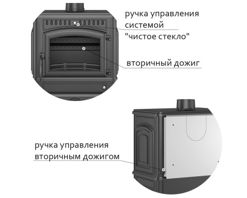 Печь-камин Везувий LV-12 S Антрацит диаметр дымохода: 120 мм Печь-камин Везувий LV-12 S Антрацит диаметр дымохода: 120 мм