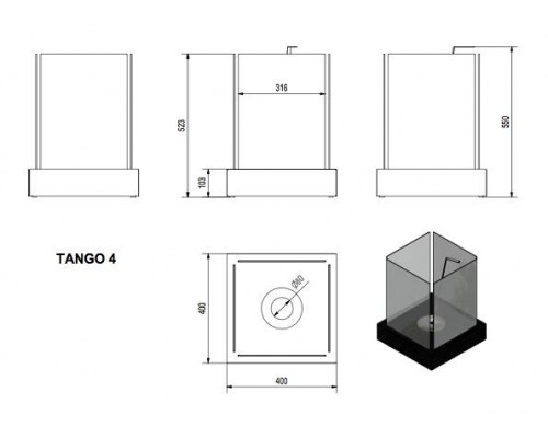 Биокамин Kratki TANGO 4, TUV