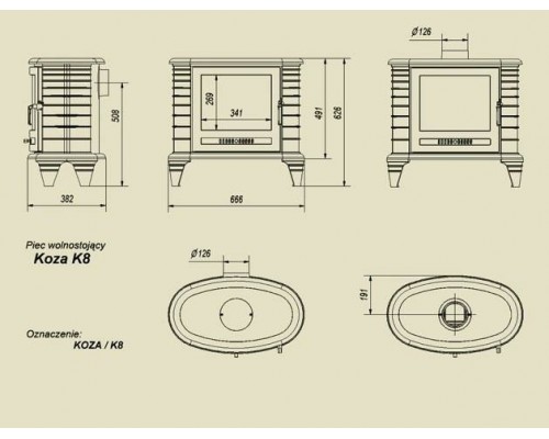 Чугунная печь Kratki Koza/K8 (термостат) Чугунная печь Kratki Koza/K8 (термостат)