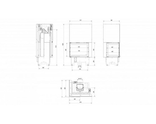 Топка VNL/700/480, Г-образное стекло слева, гильотина Топка VNL/700/480, Г-образное стекло слева, гильотина