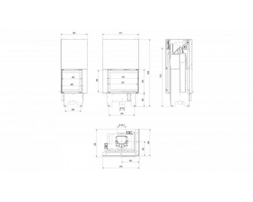 Топка VNP/700/480, Г-образное стекло справа, гильотина Топка VNP/700/480, Г-образное стекло справа, гильотина