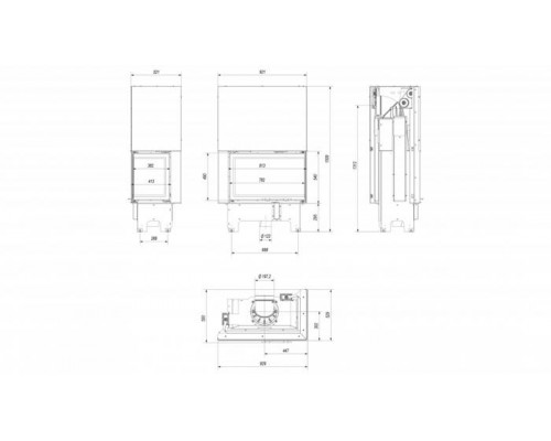 Топка VNP/810/410, Г-образное стекло справа, гильотина Топка VNP/810/410, Г-образное стекло справа, гильотина