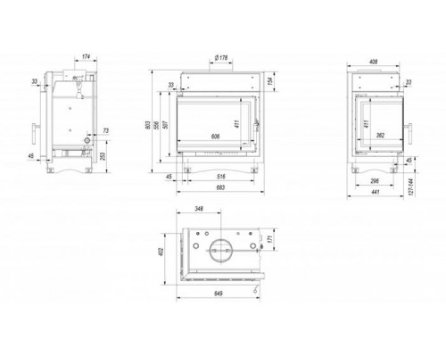 Топка с водяным контуром Maja/PW/BL/12/BS/W/DECO, Г - образное стекло слева, змеевик Топка с водяным контуром Maja/PW/BL/12/BS/W/DECO, Г - образное стекло слева, змеевик
