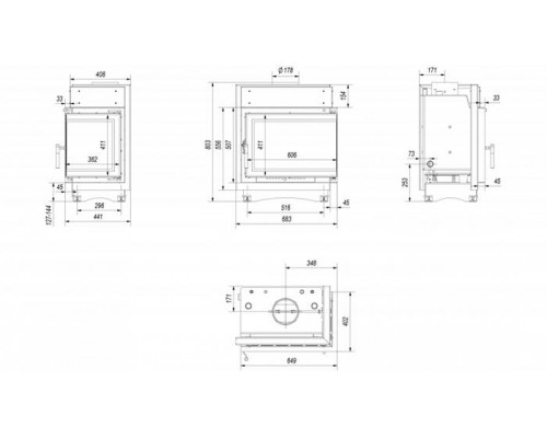 Топка с водяным контуром Maja/PW/BP/12/BS/W/DECO, Г - образное стекло справа, змеевик Топка с водяным контуром Maja/PW/BP/12/BS/W/DECO, Г - образное стекло справа, змеевик
