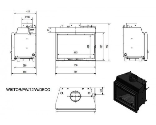 Топка с водяным контуром Wiktor/PW/12/W/DECO Топка с водяным контуром Wiktor/PW/12/W/DECO