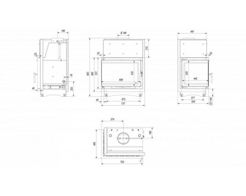 Топка с водяным контуром ZUZIA/PW/BL/15/BS/W/DECO, Г - образное стекло слева, змеевик Топка с водяным контуром ZUZIA/PW/BL/15/BS/W/DECO, Г - образное стекло слева, змеевик